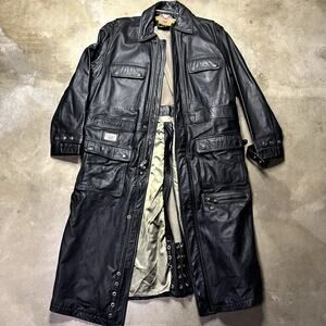 Harley Davidson Leather Rare Trench Coat Mens Large